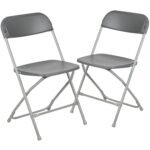 Flash Furniture Hercules Series Plastic Folding Chair - Grey - 2 Pack 650LB Weight Capacity Comfortable Event Chair-Lightweight Folding Chair