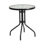 Flash Furniture Bellamy 23.75" Round Indoor/Outdoor Tempered Glass Metal Frame Side Table