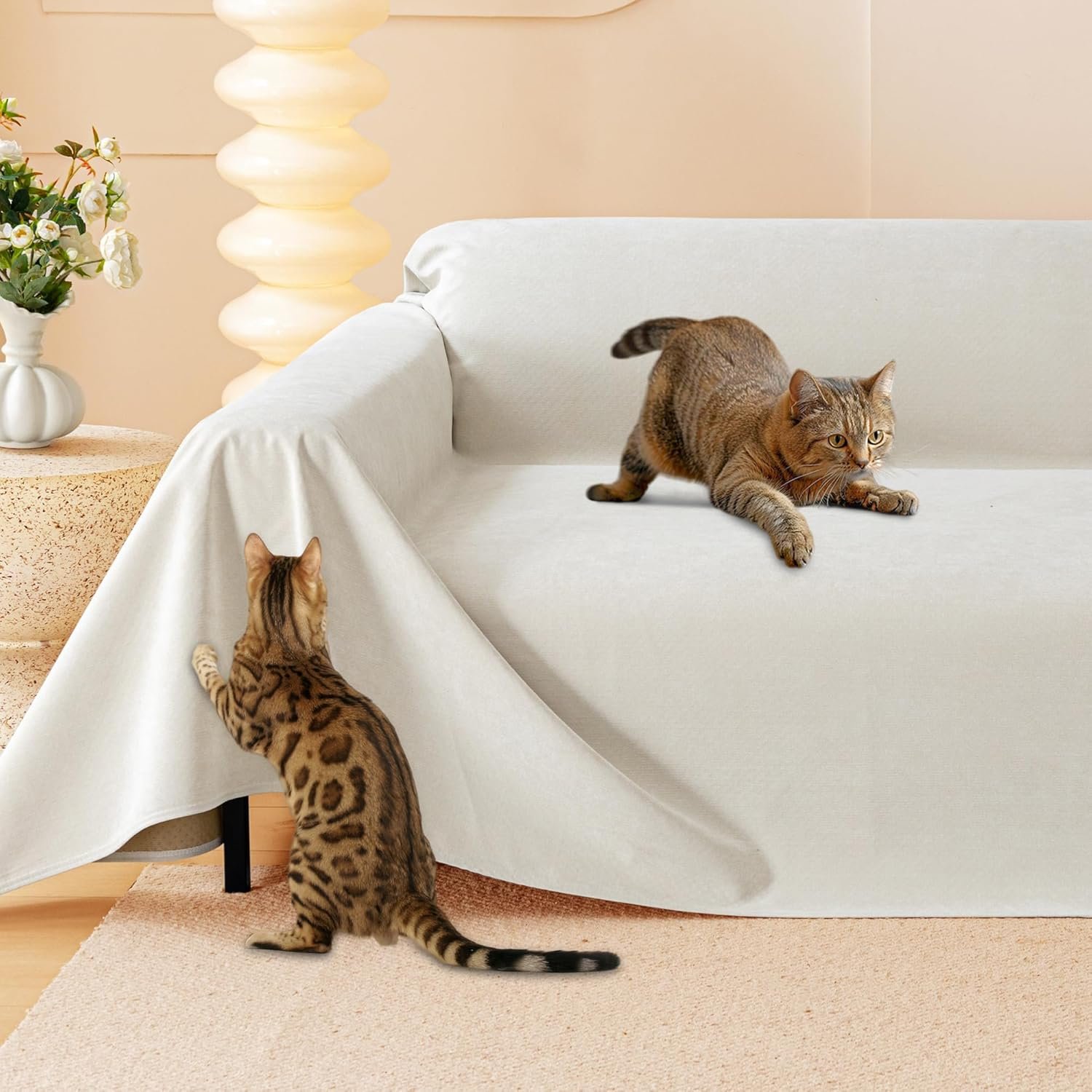 81hIvf3GARL._SL1500_.jpg Cat Scratch Furniture Protector - Anti-Slip, Waterproof Sofa Cover - Image 1
